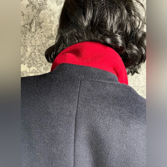 Navy Double-Breasted Wool-Blend Coat - Picture 5 of 10